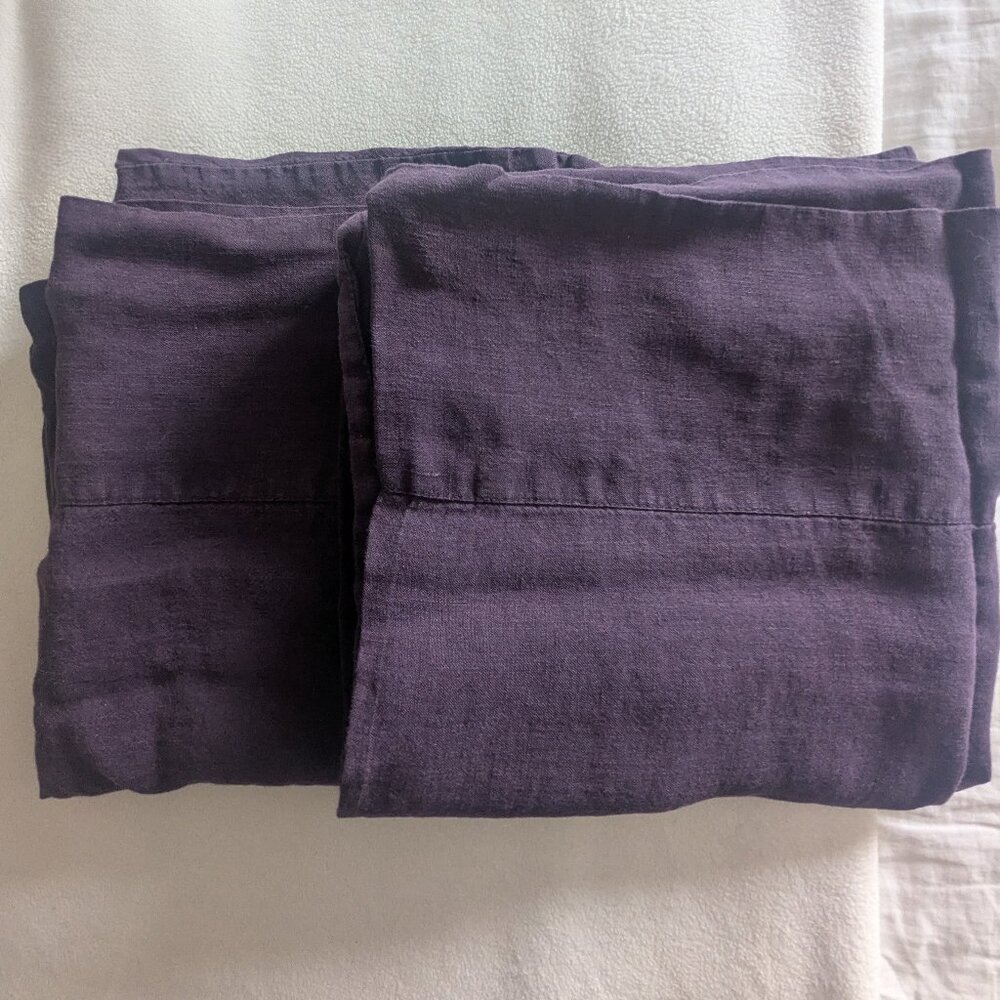 King Size Linen Pillow Cases, Purple, Set of 2
